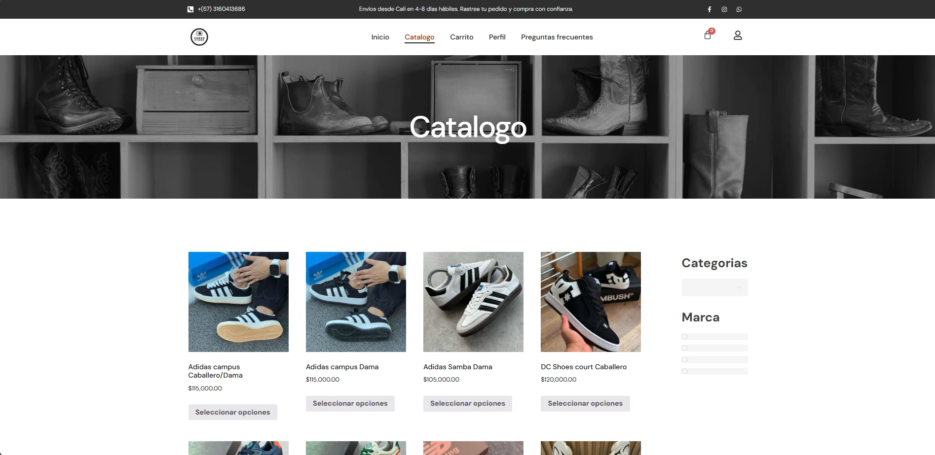Vista del catálogo de Gamanstore Catálogo de productos