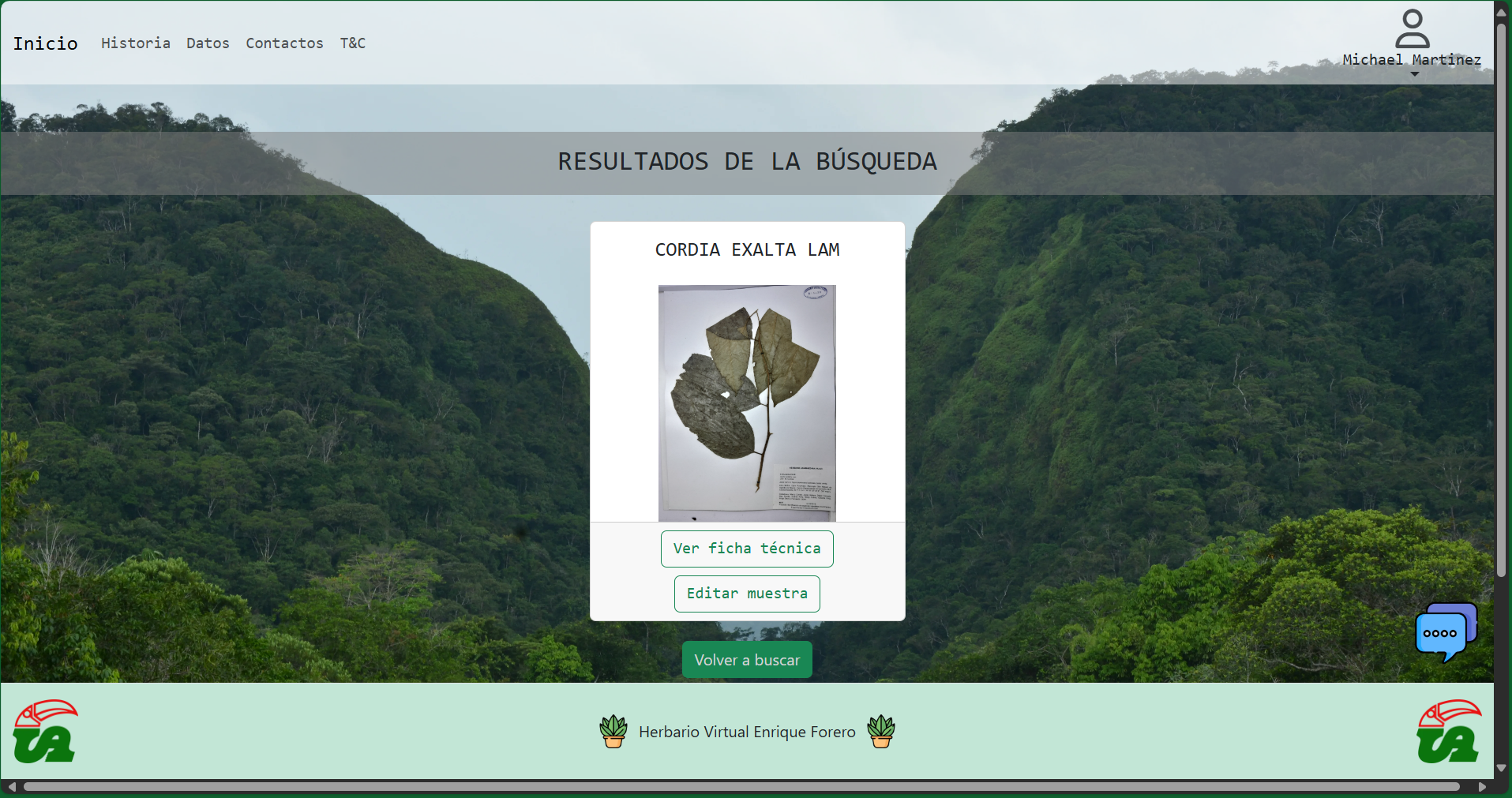 Resultados de búsqueda Resultados de búsqueda de especies en el sistema