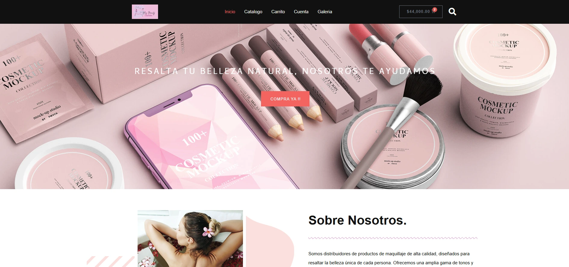 Página de inicio Vista principal de la tienda Max Beauty Cosmetic
