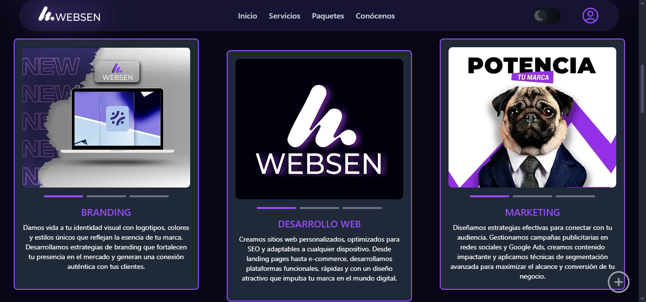 Servicios destacados Detalle de servicios de WebSen